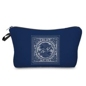 Elegant Ladies Girls Floral Porcelain Geometric Abstract Pattern Cosmetics Bag Makeup Bag Pretty Coin Purse Retro Accessories