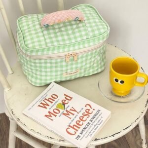 Pl Pattern Toiletries Case Fl eup Bag with Zper Quilted Cotton Cosmetics Storage Box for Woman and Girls
