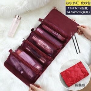 4pcs In 1 Detachable Makeup Bag Women Zipper Mesh Large Capacity Cosmetics Pouch Foldable Portable Travel Wash Storage Bag