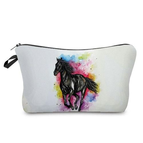 Colorful Horse Print eup Bags For Women Roomy Toiletry Bag Mini vel Practical Birthday Custom Pattern Cosmetics Bags