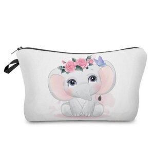 Cute Animal Fox Elephant Printing Makeup Storage Bags Portable Travel Snack Bag Pencil Case For Child  Women's Bag Cosmetics