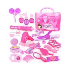 Children's Makeup Set Cosmetics Kit Little Girls Make Up Case Princess Toy Cosmetics Play Set With Mirror Safe Beauty Eyeshadow Hairdressing Toy For Children Gifts 24pcs