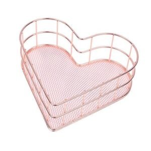Desk Storage Basket Multifunctional Metal Nordic Rose Gold *heart Shape Table Cosmetics Organizer Space Saver Small Furniture