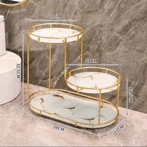 Light Luxury Bathroom Shelves Multilayer Cosmetics Iron Metal Gold Storage Sh Dresser Mirror Front Desktop Toilet Decoration