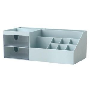 Multifunctional desktop cosmetics storage box with drawers makeup box jewelry plastic storage box organizer Lipstick storage box-blue
