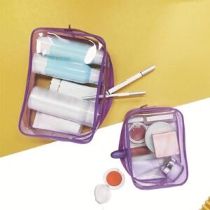 2pcs Transparent Travel Cosmetic Bag Translucent Waterproof Travel Cosmetic Bags for Daily or Travel Storage of Cosmetics NO5283