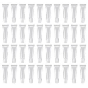 Brookside 100 Pcs 10ml Distribution Bottle Lip Gloss Tubes, Empty Clear Lotion Containers Tubes for Cosmetics DIY, Oblique Mouth