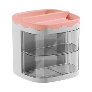 Practical Multi-Functional Desk Organizer Pen Holder Double Layers Rotating Pencils Storage Rack Student Cosmetics Storage Shelf