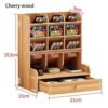1pc Wooden Desk Organizer Student Stationery Storage Box For Cosmetics School And Home Large- Storage Pen Holder