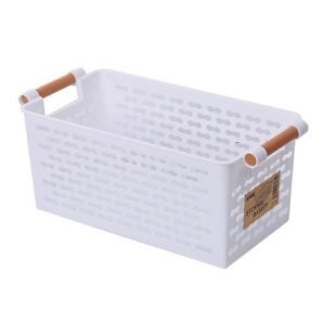 Plastic Bathroom Storage Basket Desktop Cosmetics Holder Box Kitchen ContainerWhite