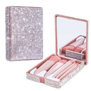 5pcs Makeup Brush Set Travel Mini Portable Box With Mirror Multi Functional Brush Soft Fluffy Cosmetics Brush For Women