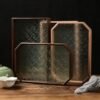 Glass Tray Toilet Cosmetics  Mirrored Dark Brown Polygonal