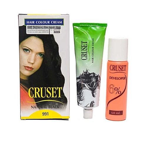 Cruset Deep Black Hair Dye Coloring Dye Cream For Natural Hair