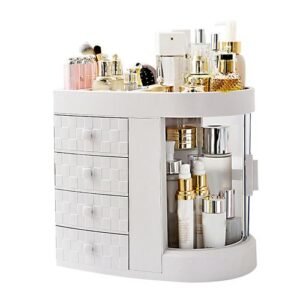 4 Tiers Acrylic Multifunctional Storage Rack Ivory White Makeup Organizer Rotation Dustproof Shelf 4st Layers Cosmetics Storage NO5137
