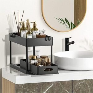 Kitchen Under Sink Organizer Storage Rack 2 Tier Shampoo Detergent Cabinet Spices Rack Bathroom Cosmetics Storage