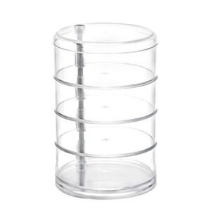 Jewelry Storage Box 4-Layer Acrylic Rotating Jewelry Stand with Lid Earrings Ring Cosmetics Container Clear Organizer New,Transparent NO
