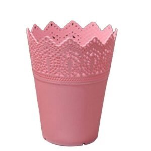 1pcs Plastic Resin Flower Pots Small Crown Vase Organizing Cosmetics Stationery Holder Hollow Basket Garden Accessories
