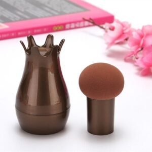 1set Non-latex Makeup Sponge Mushroom Head Powder Foundation Cosmetics Puff With Portable Crown Case Multi-function Holder