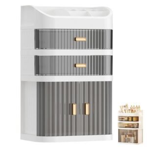 Desktop Cosmetics Storage Box Multifunction Skincare Display Case for Cosmetics and Accessories,White,A NO5102