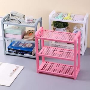 Plastic Storage Rack Three-Layer Student Desk Stationery Storage Rack Kitchen Bathroom Cosmetics