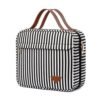 Cross-border direct supply European and American trendy style striped handbag large-capacity cosmetics storage bag multi-compartment portable handbag black