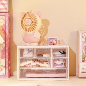 6 Grid Storage Box Desktop Drawer-Type Transparent Organizing Box Desk Pen Holder Stationery Jewelry Cosmetics Organizer