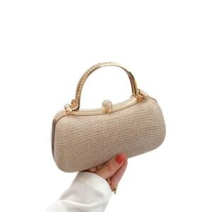 Woman's Crossbody Shoulder Bag Shiny PU Shoulder Handbags with Chain Strap for Mobile Phone Cosmetics Keychain,Gold NO5249
