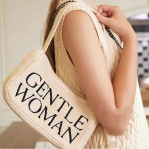 Female Underarm Shoulder Bag Large Capacity Satchel Handbags with Letter Embroidery for Mobile Phone Cosmetics Keychain