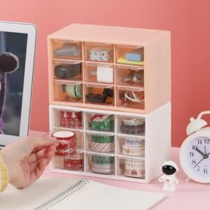 Desktop Storage Box Jiugongge Cosmetics Storage Box Dust Cover Sundries