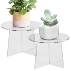 2 Pack Clear Acrylic Plant Stand Indoor Multifunctional