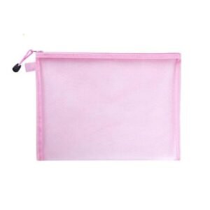 Pink 1PCS Mesh Women Folders eup Pencil Case Storage Bags Small Large Cosmetics Bag Organizer Case Multifunction Doent Bag
