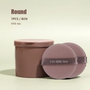 Makeup Puff Set Cosmetics Round Instruments Makeup For Women Blender Sponge Foundation Powder Puff Beauty Tools 7pcsRound Brown