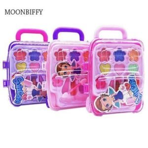 Children's Cosmetics Princess Makeup Box Trolley Case Shape Eye Shadow Lipstick Nontoxic Girl Birthd