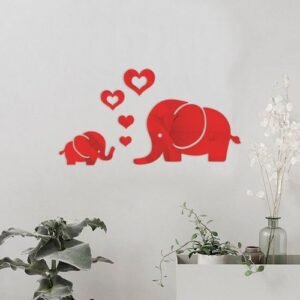 Kawaii Artoon Elephant Removable Wall De Al Sti Ker DIY 3D A Ryli Wall De Al-red