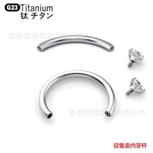 F136 Titanium Alloy Internal Thread C Rod Nose Ring Lip Ring Internal Teeth Horseshoe Rod Curved Rod G23 Titanium DIY Piercing Jewelry