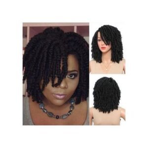 Dreadlock Ombre Braided Wigs Synthetic Curly Afro Curly Braided For WomenMen Twist Heat Fiber Hair Wig Natural Black