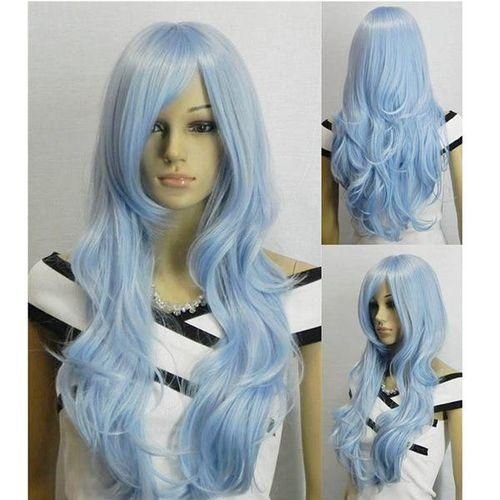 80CM multicolor cosplay cartoon wig Harajuku wind color female long curly hair full head.