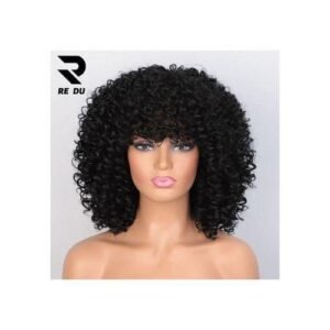 Aisi Loose Curly Wave Black Short Bob Wig  Cheap Vendor Afro Kinky with Bangs for Black Women Synthetic Hair Wigs