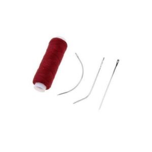Hair Track Toupee Weaving Sewing Thread With ICJ Needles Wine Red