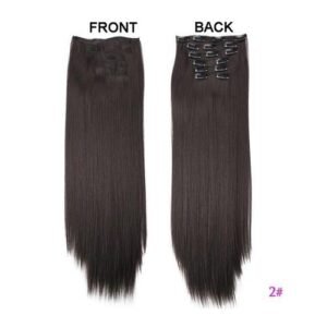 24 Inch Ombre Color Clips In Hair Extentions 6 Pcs/set 16 Clips For Women Straight Synthetic Hair Piece Clips On Hair Extensions