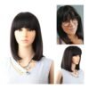 Amir Synthetic Bob Wigs With Bangs Black Straight Hair Wig For Women Medium Length Hair Heat Resistant Bobo Hairstyle Cosplay