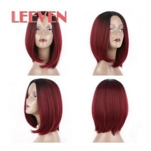 Leeven 10inch Synthetic Wig Short Bob With Bangs Wigs For Women/cosplay Wig Black Pink Red White Brown Purple Ombre Hair