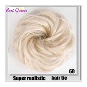 Aosi Queen Ladies Elastic Straight Synthetic Hairpieces Scrunchie Wrap For Hair Bun Wrap Donut Chignon Accessories
