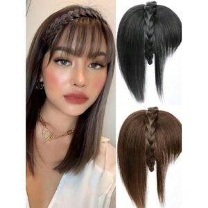 Synthetic Extension Clip In Hairpiece Natural Fake False Fringe Hair Topper Overhead Braids Bangs