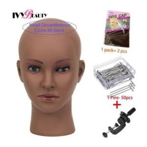 Adjustable Wig Stand Wig Tripod With Mannequin Canvas Block Bald Training Manikin And Wigs Making Kit T-Pins
