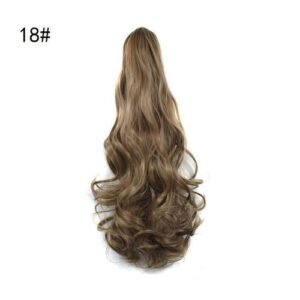 22 Inch Ponytail Extensions Claw Clip Drawstring False Pigtail Curly Wavy Synthetic Tail Hairpiece Pony Attached Hair For Women