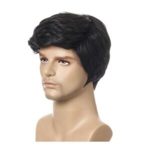Oucey Short Wig Men Daily Cosplay Heat Resistant Natural Hair Wigs For Men Brown Black Men's Wig Pixie Cut Wig With Bangs