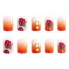 False Nails Artificial Fake Short Fingernails Nail Full Cover Nail Art Salon DIY For Women New,JP1203-Y1-B7 Strawberry With Cream,Jelly Glue Model NO5124