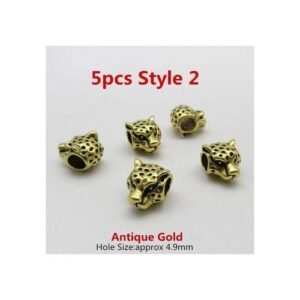 5pcspack Animal Antique Silverantique Gold Hair Braid Dread Dreadlock Beads Rings For Hair Accessories