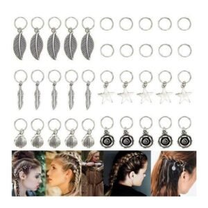 35pcs/bag Silver Metal Hair Rings Braid Dreadlocks Bead Hair Cuffs Dread Charm Dreadlock Hair Accessaries Extension